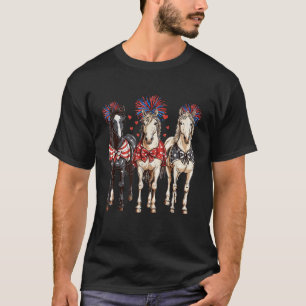 Horses 4th July Patriotic Horse American Flag Fire T-Shirt