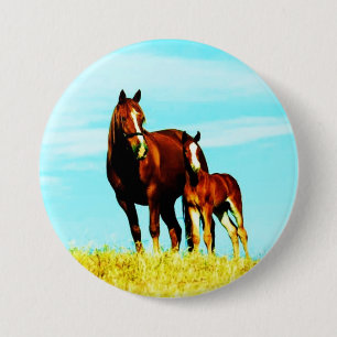 Horses 7.5 Cm Round Badge