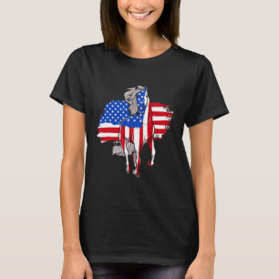 Horses America Flag 4th Of July Independence Day  T-Shirt