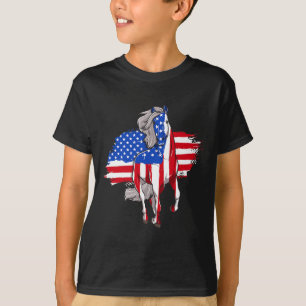 Horses America Flag 4th Of July Independence Day  T-Shirt