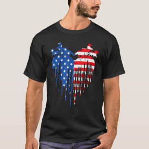 Horses American Flag Heart 4th of July USA Patriot T-Shirt