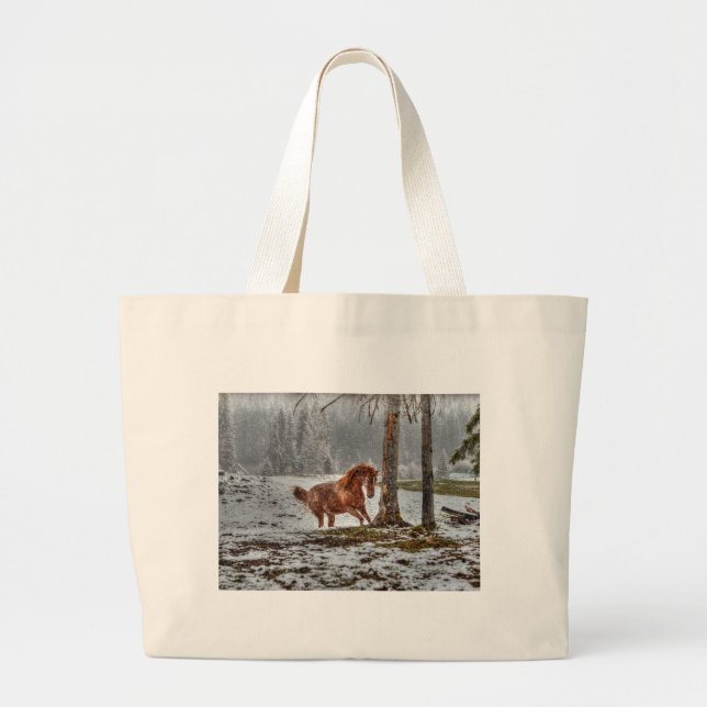 Horses - American Western Theme Large Tote Bag (Front)