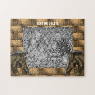 Horses And Hay Bales Add Your Photo Personalised Jigsaw Puzzle