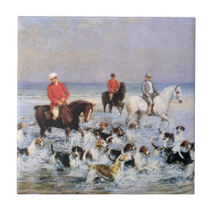 Horses and Hunting Dogs on the Beach in Cleveland Ceramic Tile