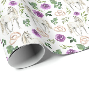 Horses and Purple Roses Wedding Wrapping Paper