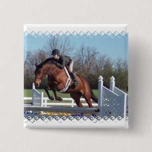 Horses and Show Jumping Square Pin