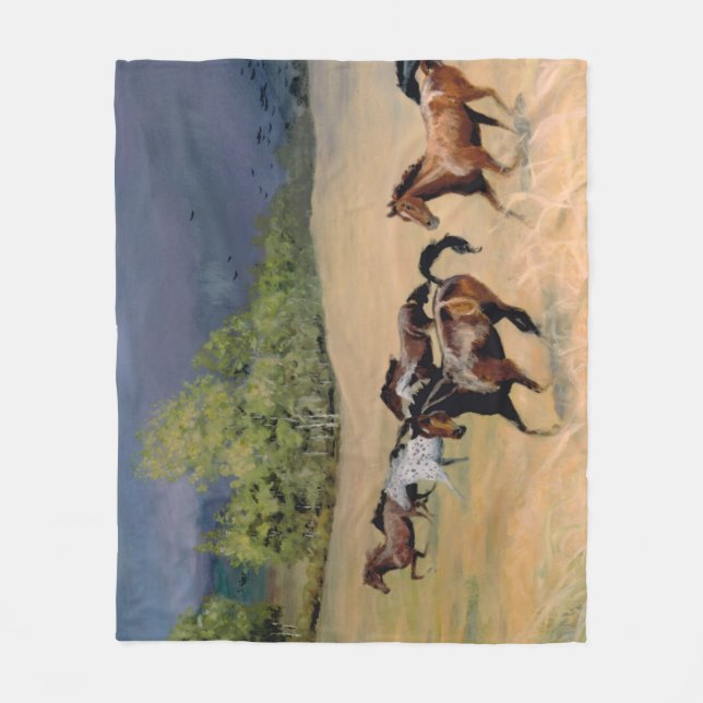 Horses and Summer Storm Fleece Blanket (Front)