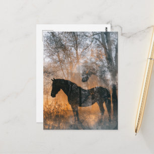 Horses and Trees Double Exposure Postcard