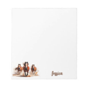 Horses Animal Personalised Name Notepad