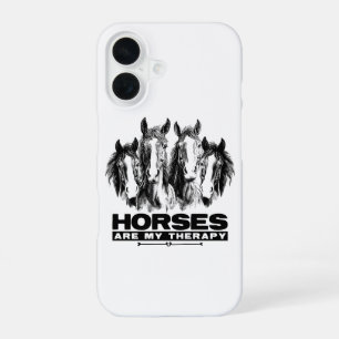Horses Are My Therapy Horses Animal Enthusiasts iPhone 16 Case