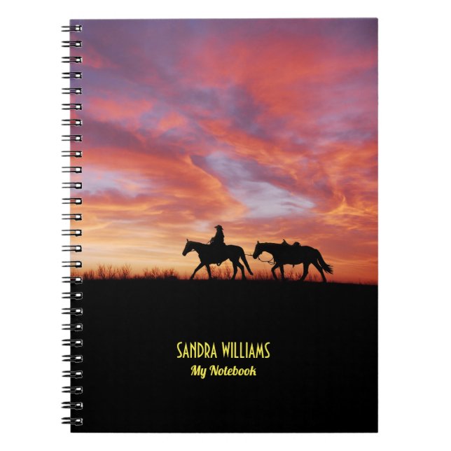 Horses at sunset personalised name  notebook (Front)