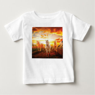 Horses at sunset throw pillow baby T-Shirt