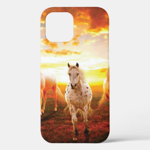 Horses at sunset throw pillow iPhone 12 pro case