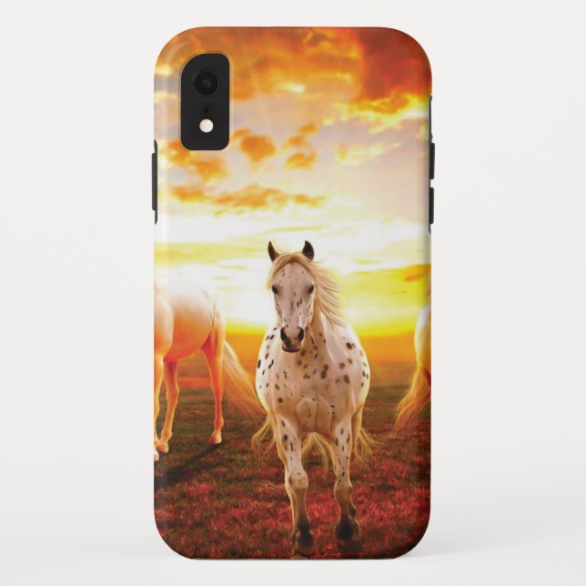 Horses at sunset throw pillow Case-Mate iPhone case (Back)