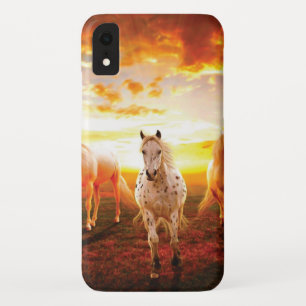Horses at sunset throw pillow iPhone XR case