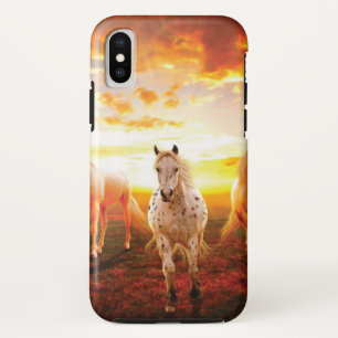 Horses at sunset throw pillow iPhone XS case