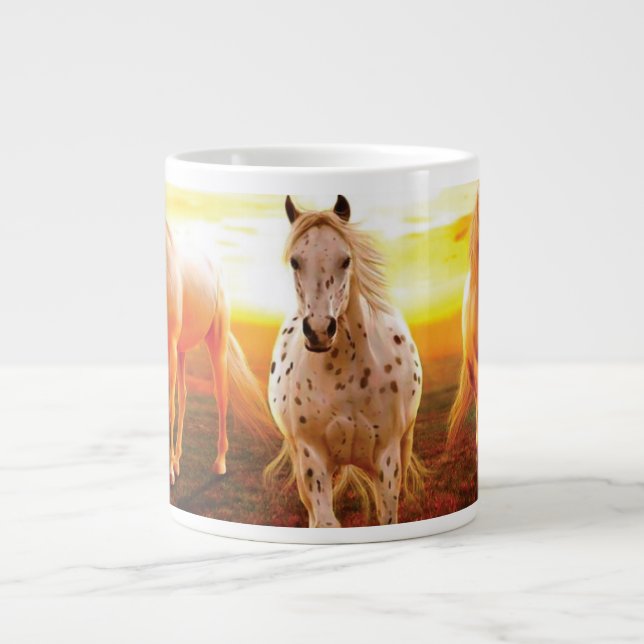 Horses at sunset throw pillow large coffee mug (Front)