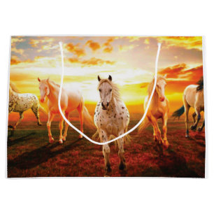 Horses at sunset throw pillow large gift bag