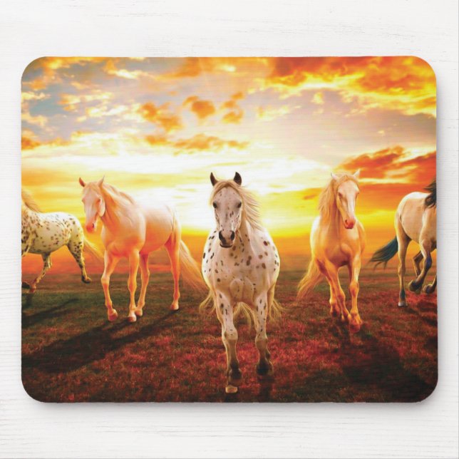 Horses at sunset throw pillow mouse pad (Front)