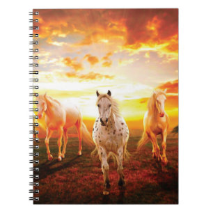 Horses at sunset throw pillow notebook