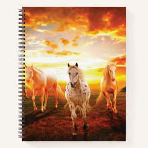 Horses at sunset throw pillow notebook