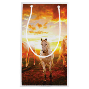Horses at sunset throw pillow small gift bag
