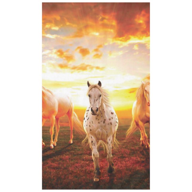Horses at sunset throw pillow tablecloth (Front)