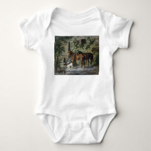 Horses at the Porch (by Albrecht Adam) Baby Bodysuit
