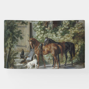 Horses at the Porch (by Albrecht Adam) Banner