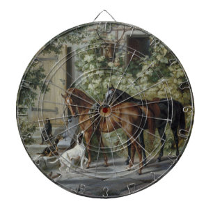 Horses at the Porch (by Albrecht Adam) Dartboard