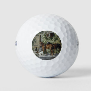 Horses at the Porch (by Albrecht Adam) Golf Balls