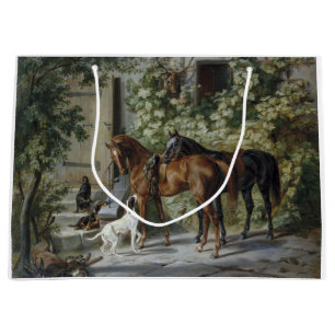 Horses at the Porch (by Albrecht Adam) Large Gift Bag