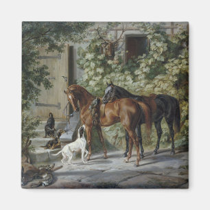 Horses at the Porch (by Albrecht Adam) Magnet