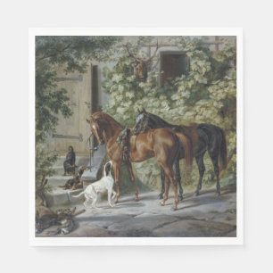 Horses at the Porch (by Albrecht Adam) Napkin