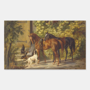Horses at the Porch Rectangular Sticker