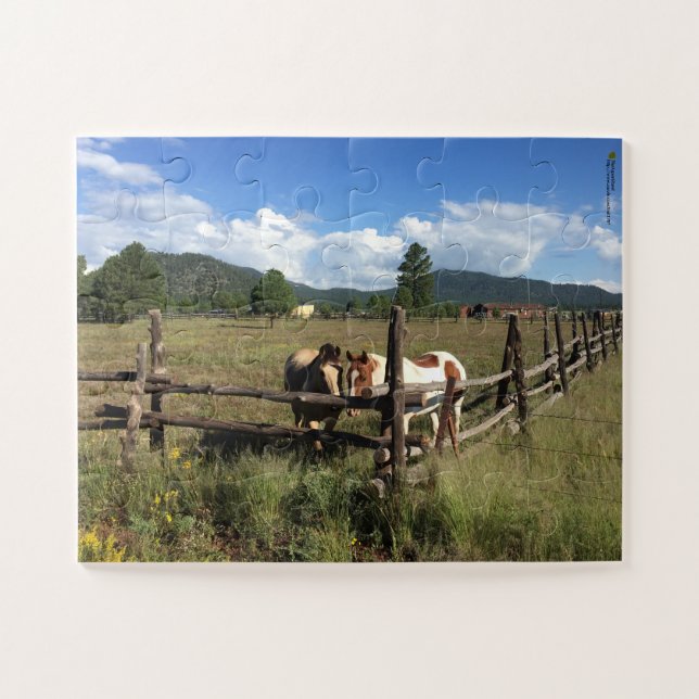 Horses At The Split Rail Fence Photograph Jigsaw Puzzle (Horizontal)
