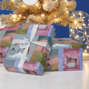 horses bathing wrapping paper