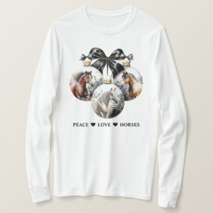 Horses black and gold Christmas peace quote T-Shirt
