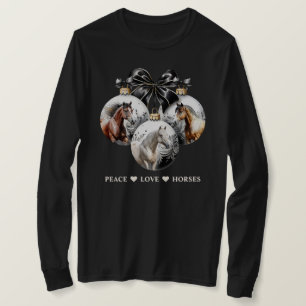 Horses black and gold Christmas peace quote T-Shirt