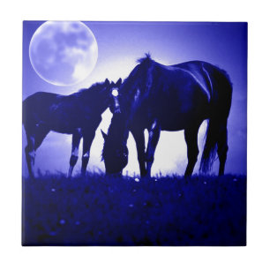 Horses & Blue Night Ceramic Tile