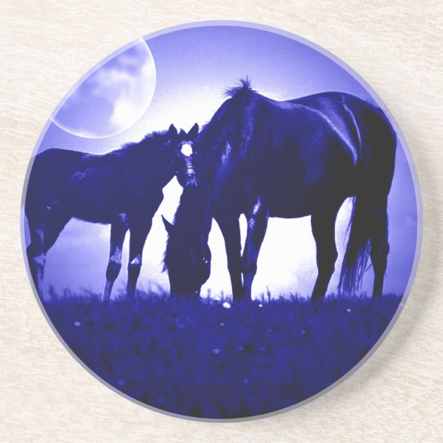 Horses & Blue Night Coaster (Front)