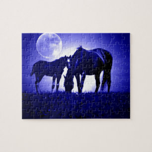 Horses & Blue Night Jigsaw Puzzle