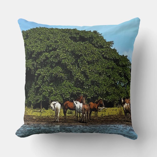 Horses by the water - Costa Rica Cushion (Front)