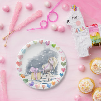 Horses cardboard plate for children's birthday
