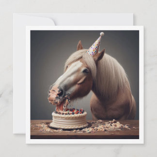 Horses celebrating birthday w/cake and hats invitation