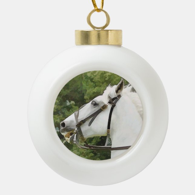 HORSES CERAMIC BALL CHRISTMAS ORNAMENT (Front)