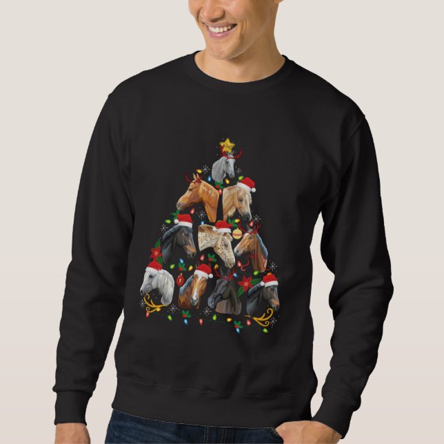 Horses Christmas Tree Horse  Xmas Pyjama Sweatshirt (Front)