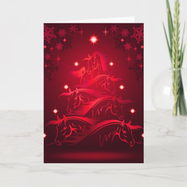 Horses Christmas Tree in Holiday Red (Front)