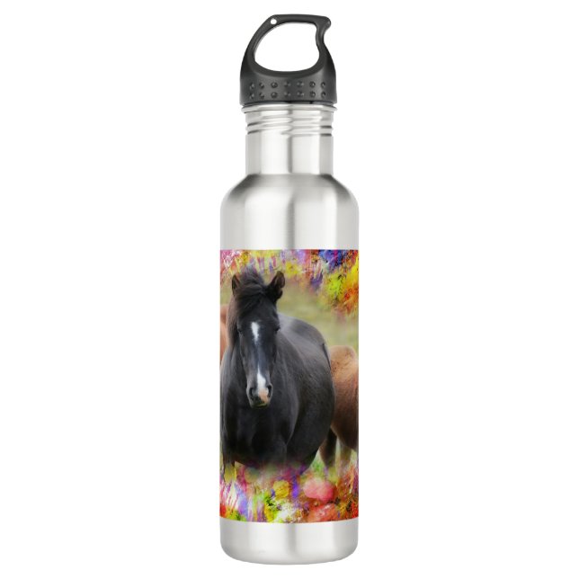 Horses Colorful 710 Ml Water Bottle (Front)