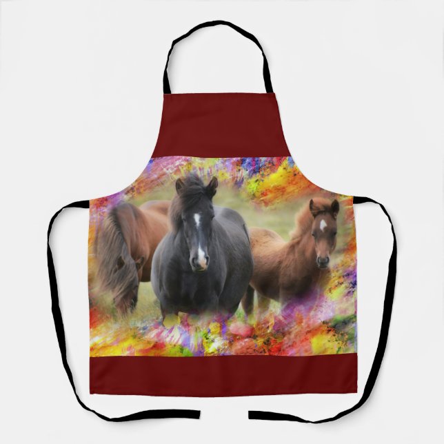 Horses Colourful Apron (Front)
